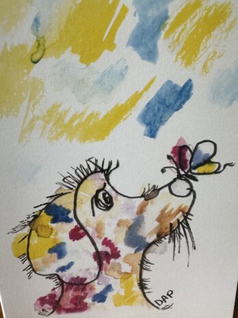 Whimsical Puppy with Butterfly